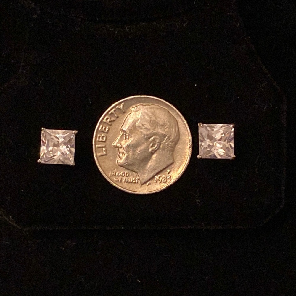 Sterling Silver Square cut CZ stud earrings